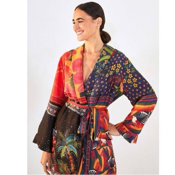 FARM Rio Tops - Farm Rio Mixed Scarf Print Kimono – Size XL – NWT